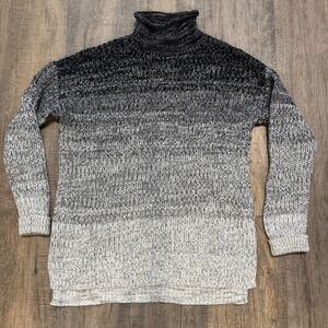 Haven Well Within Women's Small Gray Ombre Chunky Knit Turtleneck Sweater Cotton